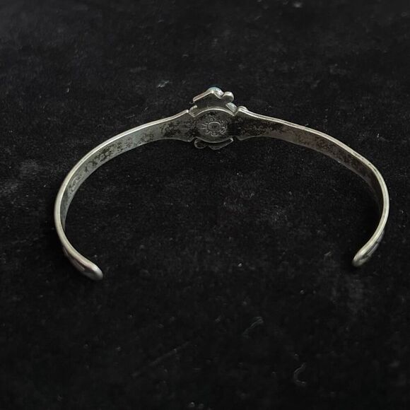 Vintage Turquoise & Marked Sterling Silver Navajo Style Mini Baby Cuff Bracelet - Picture 2 of 7